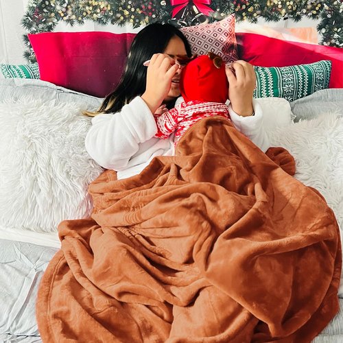 Bedsure GentleSoft Fleece Blanket - King Size Dark Orange, 280GSM Soft & Cozy for Bed, Sofa, Travel