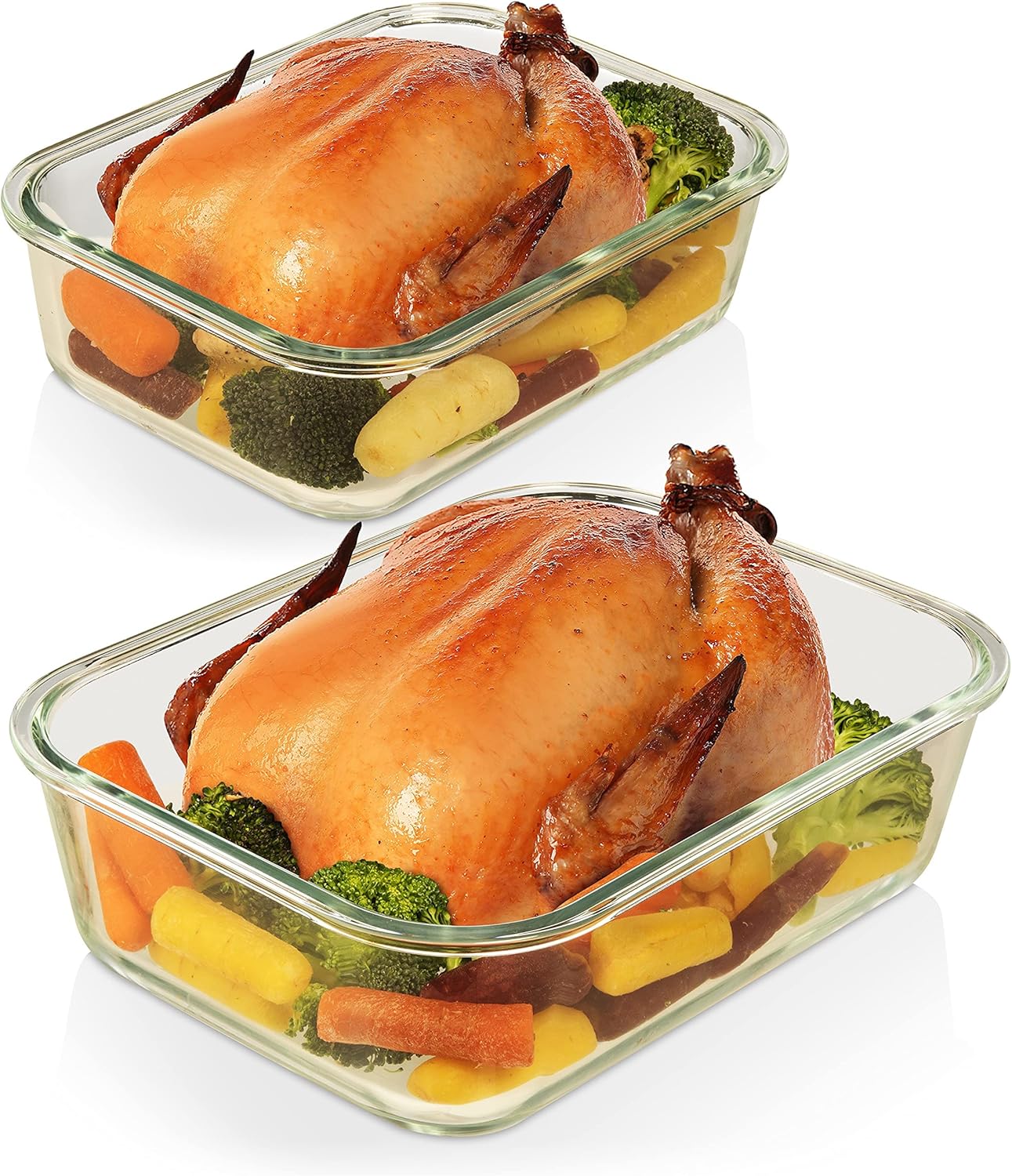 Razab Airtight Large Glass Food Storage Containers - BPA Free, Leak Proof, 4 Pc Set (2700ML & 1520ML)
