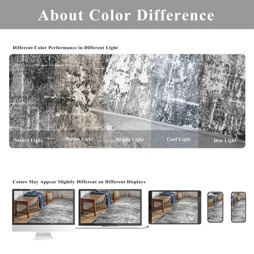 2x8 Washable Hallway Runner Rug: Abstract Stain Resistant Kitchen Rugs Farmhouse Ultra Soft Bathroom Bedroom Entryway Print Floor Mat Thin Non-Slip Indoor Carpet for Living Room Laudry(2x8,Black/Grey)