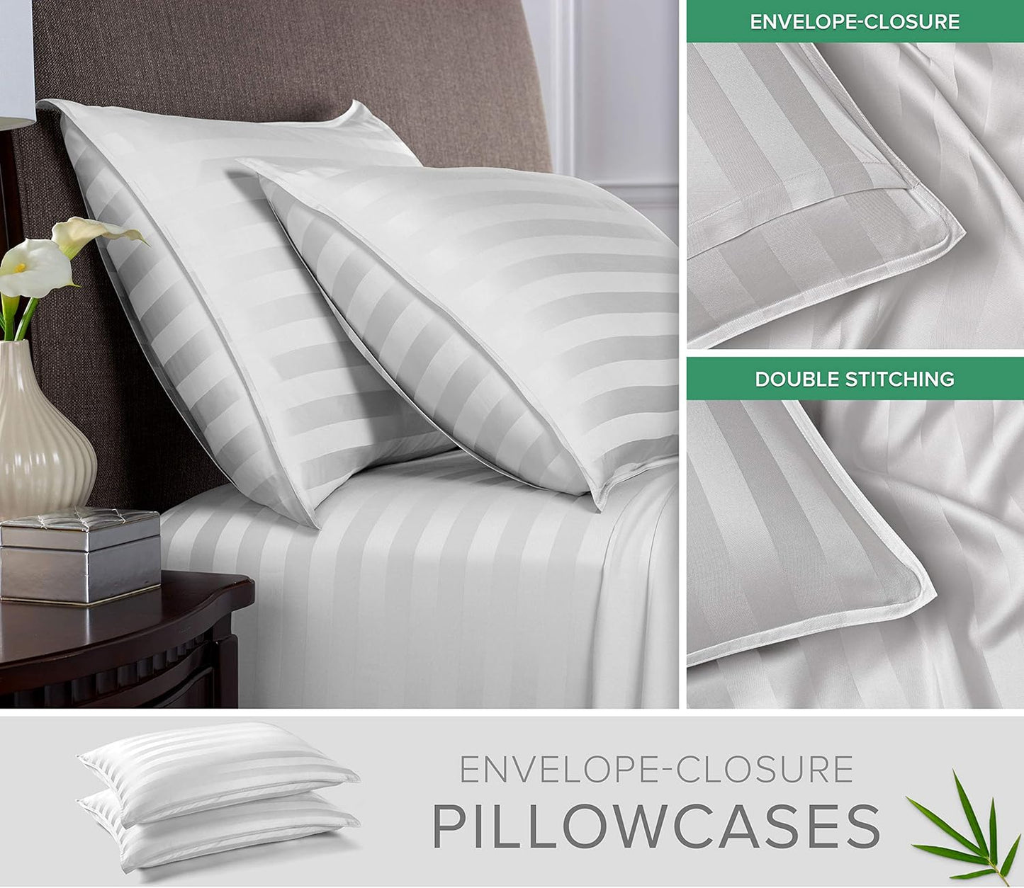Pure Bamboo California King Sheets - 100% Organic Viscose Bed Set, Soft & Cooling | Jacquard White