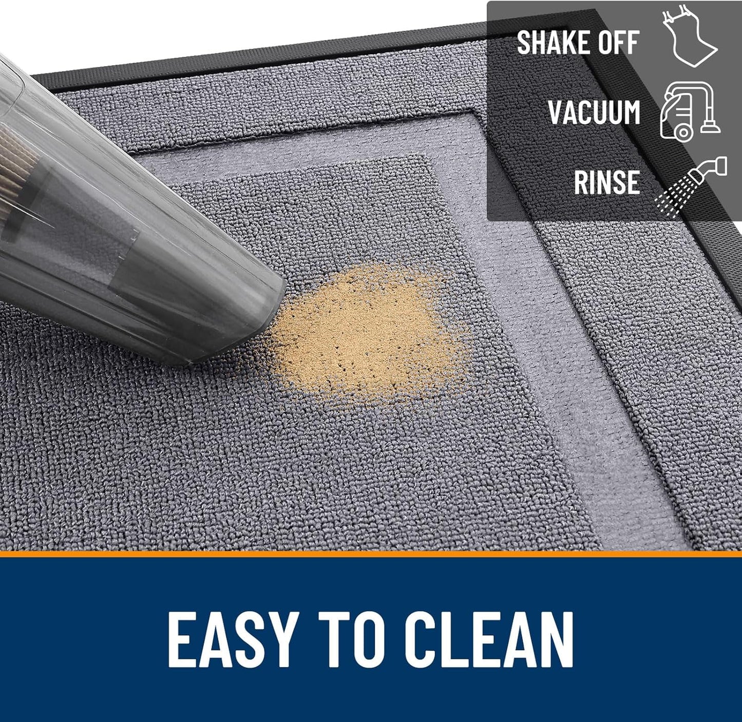 OLANLY Waterproof Front Door Mat - All-Season Indoor/Outdoor Doormat | Sturdy Rubber, Easy Clean, 71x23, Classic Gray