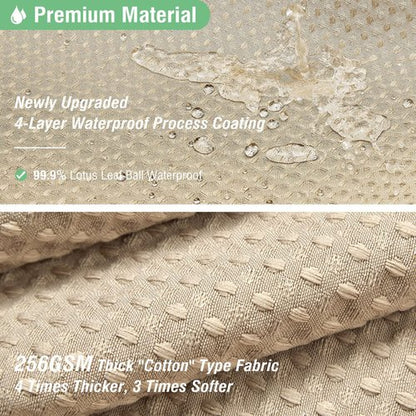 Dynamene Stall Fabric Shower Curtain - 54 inch Wide Waffle Weave Weighted Thick Cloth Shower Curtains for Bathroom, Heavy Duty Hotel Spa Luxury Bath Curtain Set with 10 Hooks, 54x72, Beige/Khaki