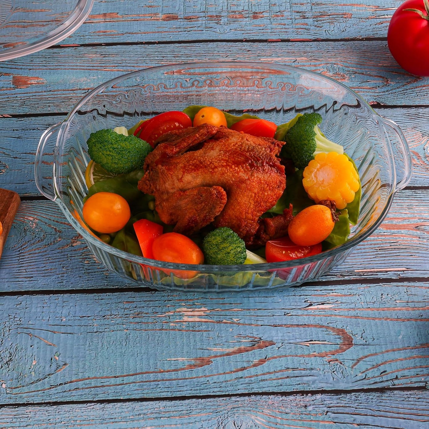 Clear Oval Glass Casserole Dish With Lid - 3Qt Baking Dish for Oven | Durable Cookware for Cooking & Serving