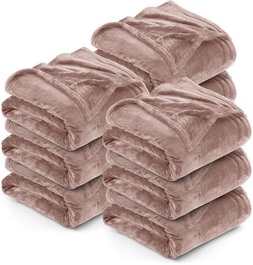 Utopia Bedding Rose Pink 300GSM Fleece Blanket (King Size - 90x102Inch) Luxury Soft Bed Blanket (Bulk Pack of 9)