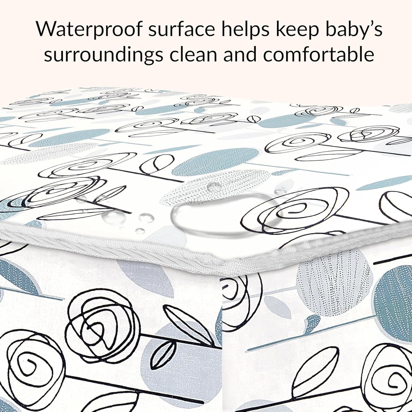 Dream On Me Nap Nest Crib & Toddler Mattress - Dual-Sided Waterproof 5” Mattress with 88 Coils, GREENGUARD Gold Certified - Teal Flowers