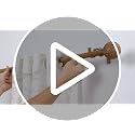 Adjustable Weathered Wood Curtain Rods 72-144 Inch with Decorative Brackets - Hand-Painted Leaf Design