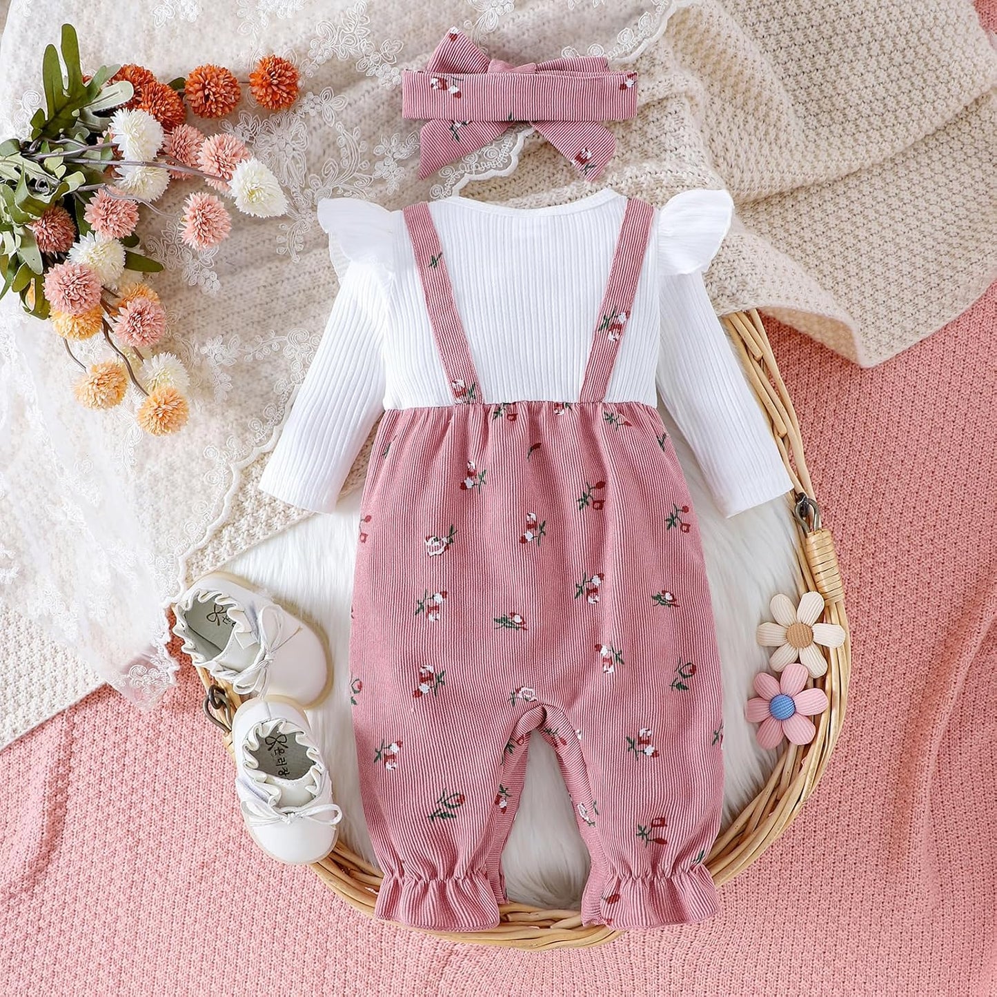 YINGISFITM Newborn Baby Girl Long Sleeve Romper - Cozy One-Piece Jumpsuit for Fall/Winter | Sizes 0-18 Months