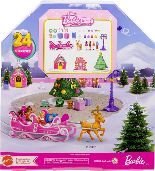 Barbie Mini Land Advent Calendar - 1.5-Inch Dolls & 24 Surprises for Winter Village Playtime Fun