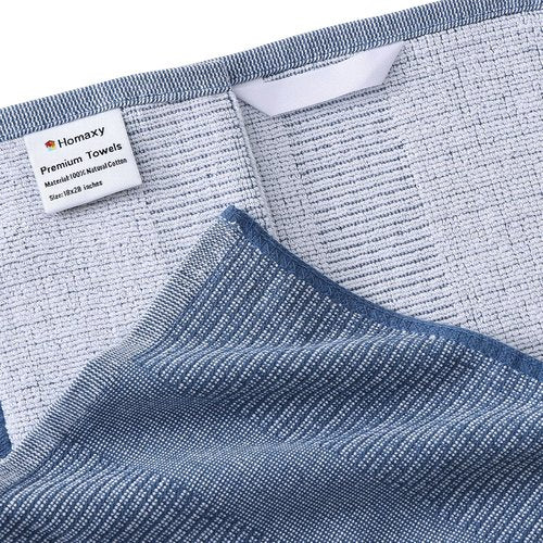 Homaxy Premium Kitchen Towels - Highly Absorbent Cotton Dish Towels | 6 Pack, 18”x28”, Navy Blue