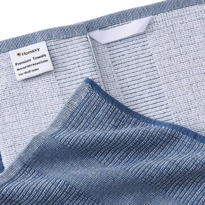 Homaxy Premium Kitchen Towels - Highly Absorbent Cotton Dish Towels | 6 Pack, 18”x28”, Navy Blue