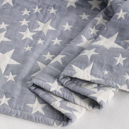 NTBAY Oversized Muslin Cotton Toddler Blanket - Super Soft Reversible Nursery Blanket, 45x60 Inches, Blue/White Star