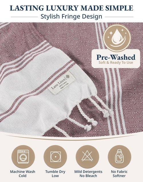 LANE LINEN Large Pool Towels, XL Beach Towel, Pre-Washed, No Shrink, Quick Dry Oversized Beach Towels, Stylish Beach Towel for Women, Sand Free Towel, 39"x71" - Fired Brick