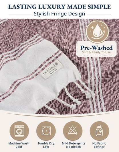 LANE LINEN Large Pool Towels, XL Beach Towel, Pre-Washed, No Shrink, Quick Dry Oversized Beach Towels, Stylish Beach Towel for Women, Sand Free Towel, 39"x71" - Fired Brick