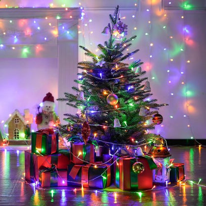 JMEXSUSS 100 LED Multicolor Christmas Lights - 8 Modes, 33ft Clear Wire for Indoor/Outdoor Use