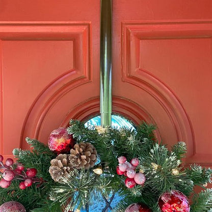 Haute Decor Adjustable Wreath Hanger - Premium Over The Door Design Holds Up to 30 Pounds | Antique Brass