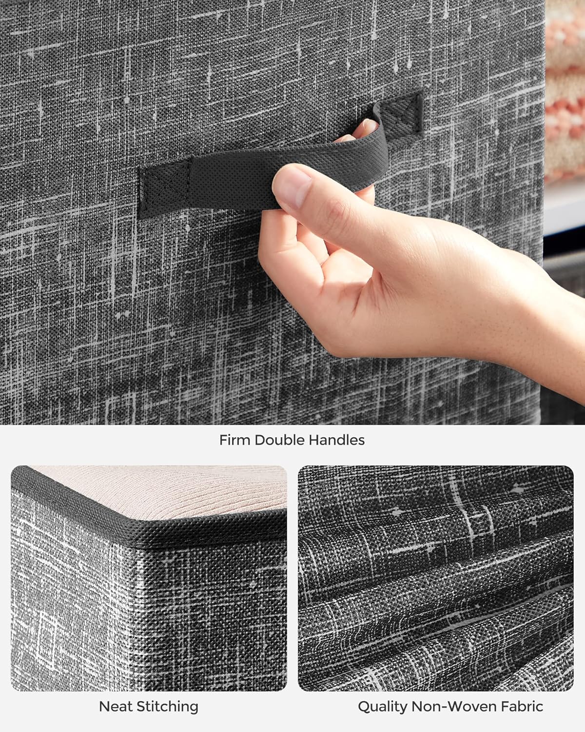 SONGMICS Storage Cubes - 11.8-Inch Foldable Non-Woven Fabric Bins | Set of 6 Closet Organizers in Classic Black