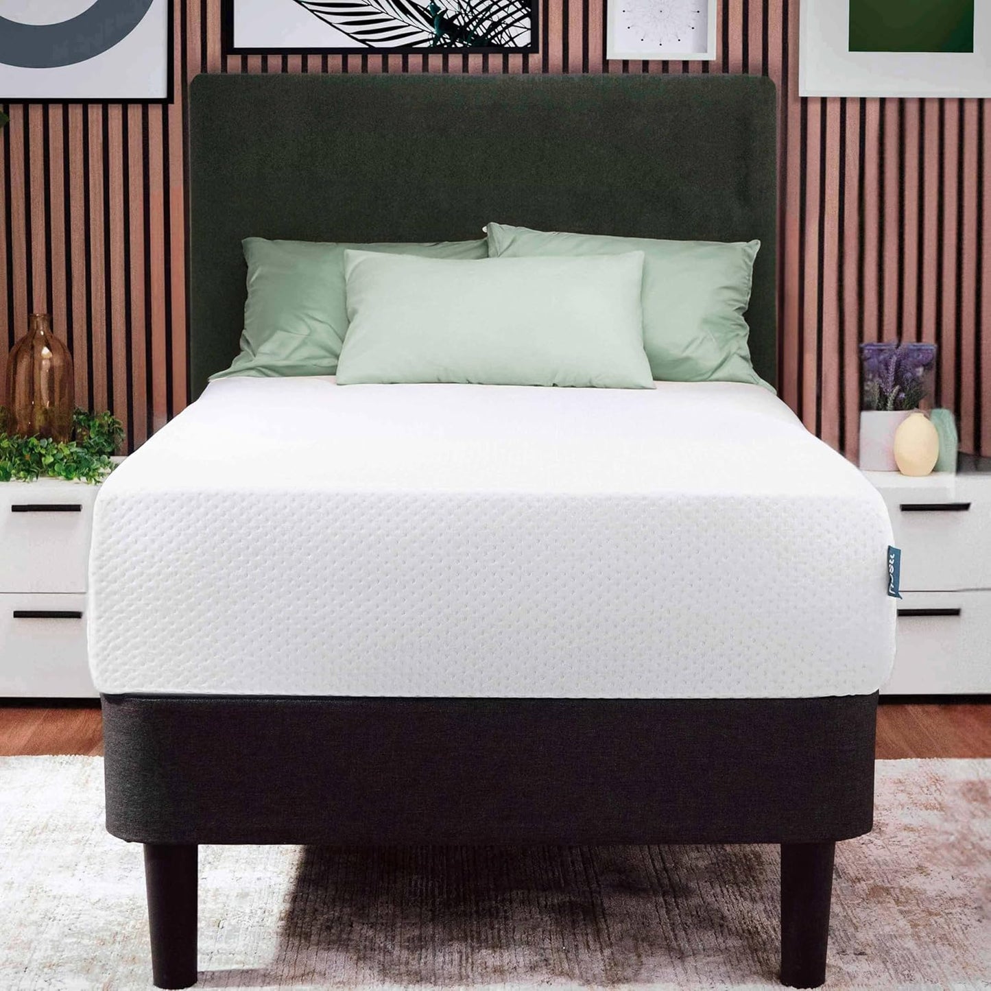 Nestl Green Tea Twin Mattress - 8 Inch Cooling Graphite Memory Foam | Fiberglass-Free, Pressure Relief Support