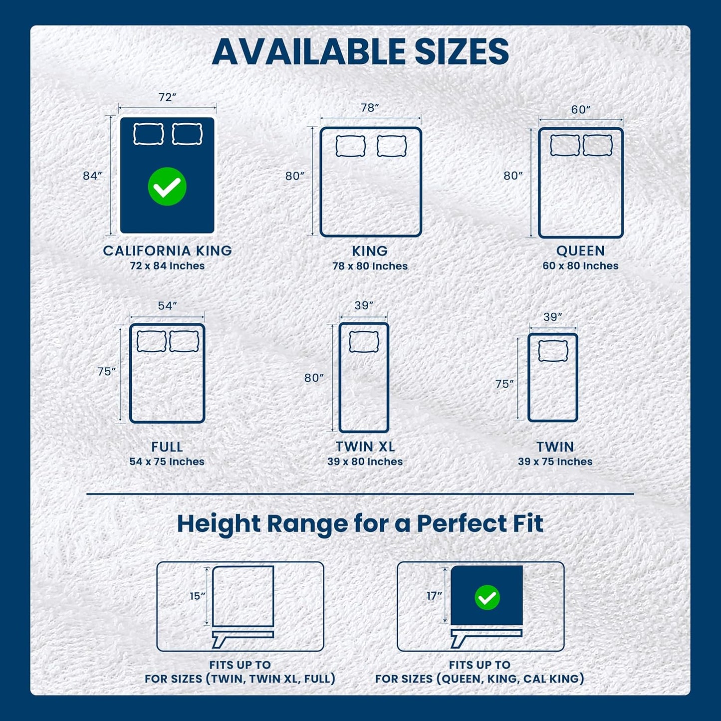 Utopia Bedding California King Size Mattress Protector - Waterproof Terry Cover, Soft & Breathable, 17" Deep Pockets (White)