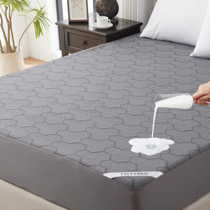 Skiennix Twin Size Waterproof Mattress Protector - Breathable 3D Air Fabric, Deep Pocket, Grey