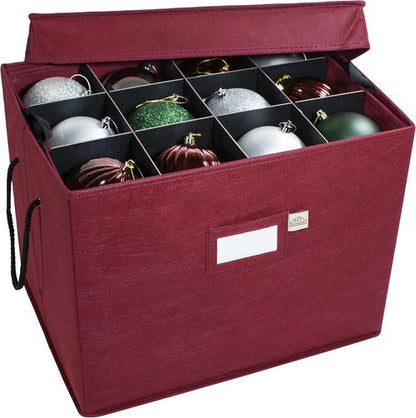 612 Vermont Christmas Ornament Storage Box - Adjustable Acid-Free Dividers & 3 Removable Trays | 17"x13"x13" Holds 36 Ornaments