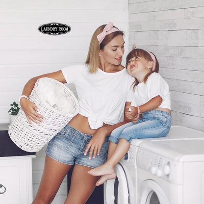 Skiennix Laundry Room Door Sign - Self-Adhesive Waterproof Sticker Decal for Home & Business | Black