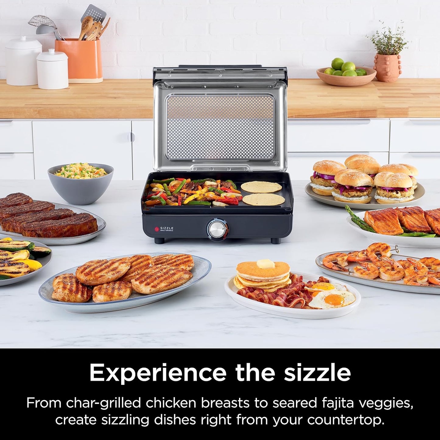 Ninja Electric Griddle & Indoor Grill - Nonstick 14” Cooking Surface for Steak, Burgers & Veggies