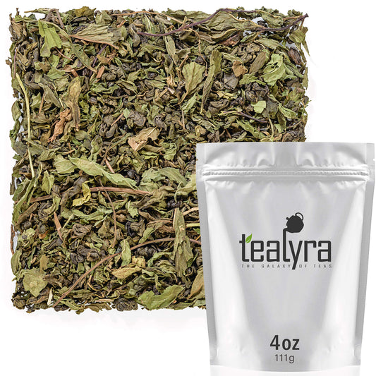 Tealyra - Moroccan Mint - Gunpowder - Peppermint - Spearmint - Famous Green Loose Leaf Tea - Caffeine Level Low - Hot or Iced Tea - All Natural - 110g (4-ounce)