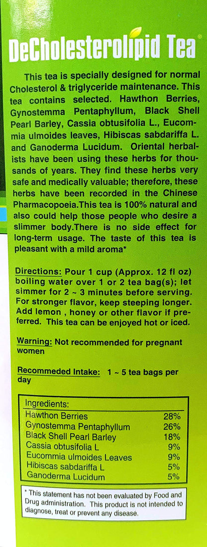 Shigu Mountain DeCholesterolipid Tea 100 tea bags Herbal Green Tea, Healthy Lifestyle, Manages Cholesterol and Triglycerides