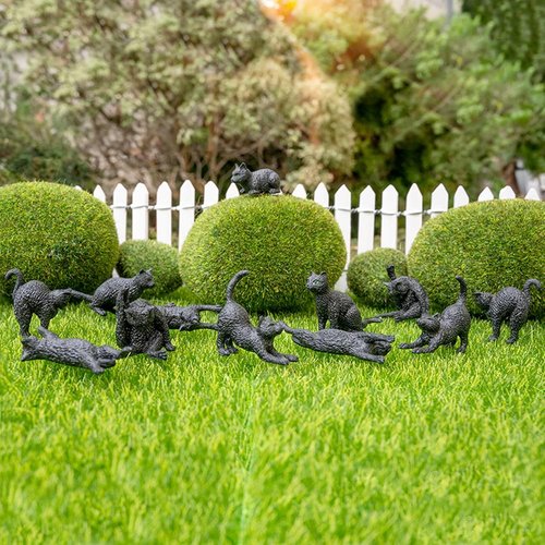 Accoutrements Archie McPhee Itty Bitty Black Cats - 12 Adorable Vinyl Kitties in 6 Styles for Halloween Fun