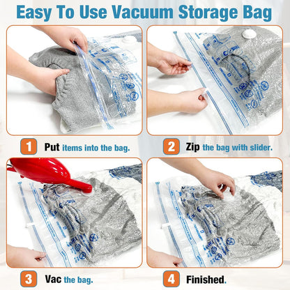 Skiennix Vacuum Storage Bags - 10 Small Space Saver Vacuum Seal Bags with Travel Hand Pump