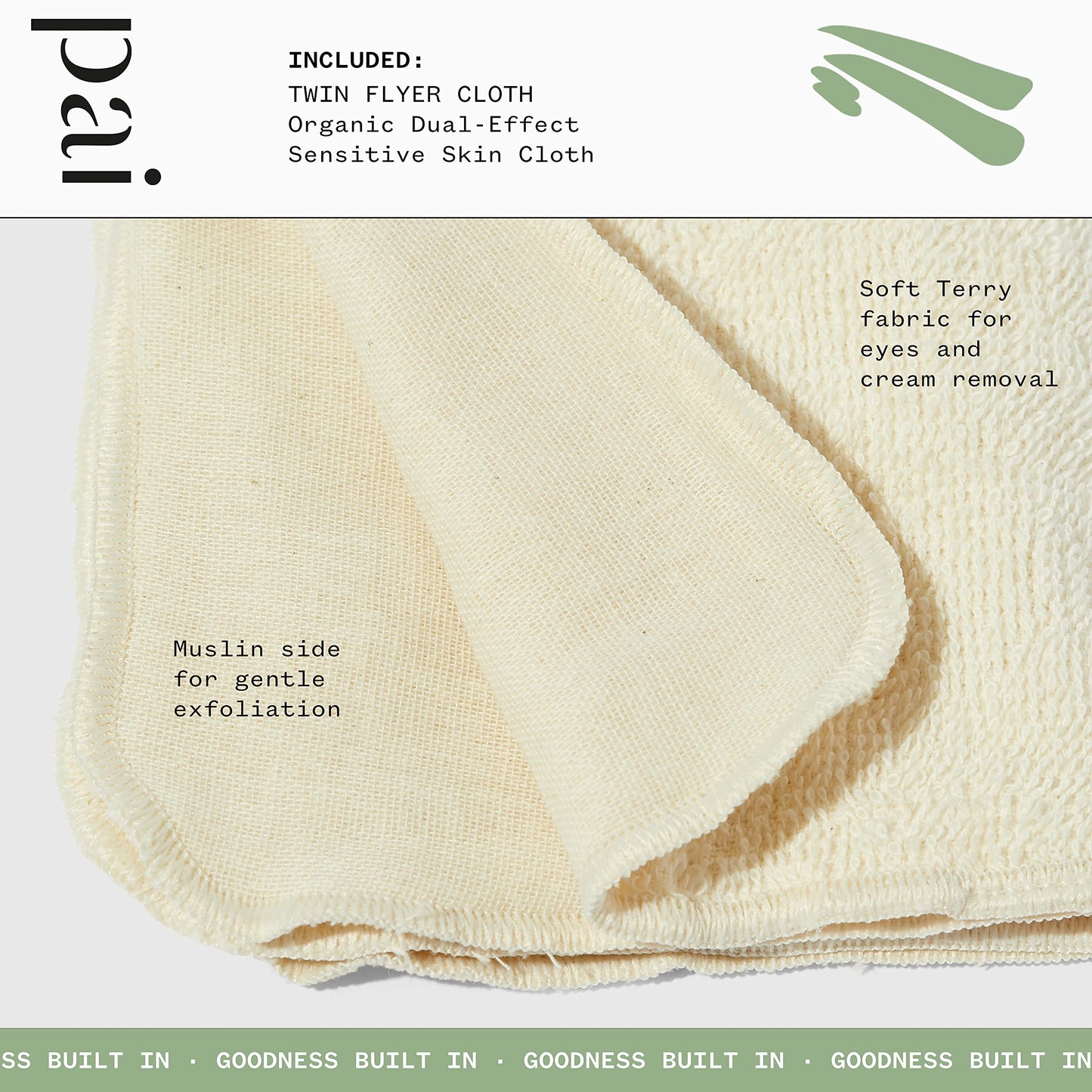 Pai Skincare - The Twin Flyer Organic Dual-Effect Face Cloth | Natural, Vegan, Sensitive Skincare (3 Pack)