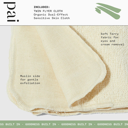 Pai Skincare - The Twin Flyer Organic Dual-Effect Face Cloth | Natural, Vegan, Sensitive Skincare (3 Pack)