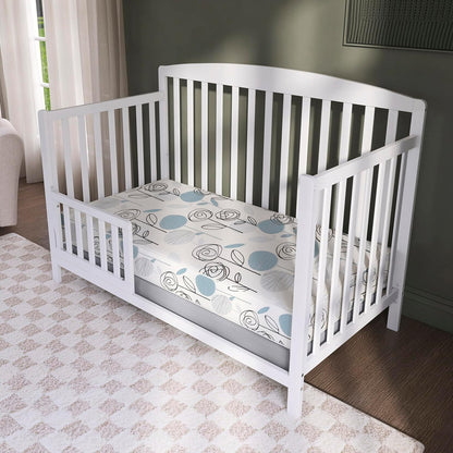 Dream On Me Nap Nest Crib & Toddler Mattress - Dual-Sided Waterproof 5” Mattress with 88 Coils, GREENGUARD Gold Certified - Teal Flowers