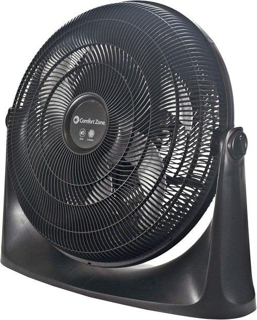 Comfort Zone PowrCurve 20-Inch High-Velocity Floor Fan - 3-Speed Adjustable Tilt for Powerful Cooling in Home, Office & Gym