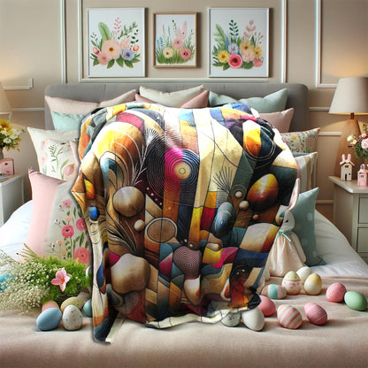 COMCONHMY Easter Bunny Blanket 50" x 60" - Cozy Rabbit Blanket, Easter Throw Blanket for Festive Easter Decor,Soft Easter Blanket (Art)