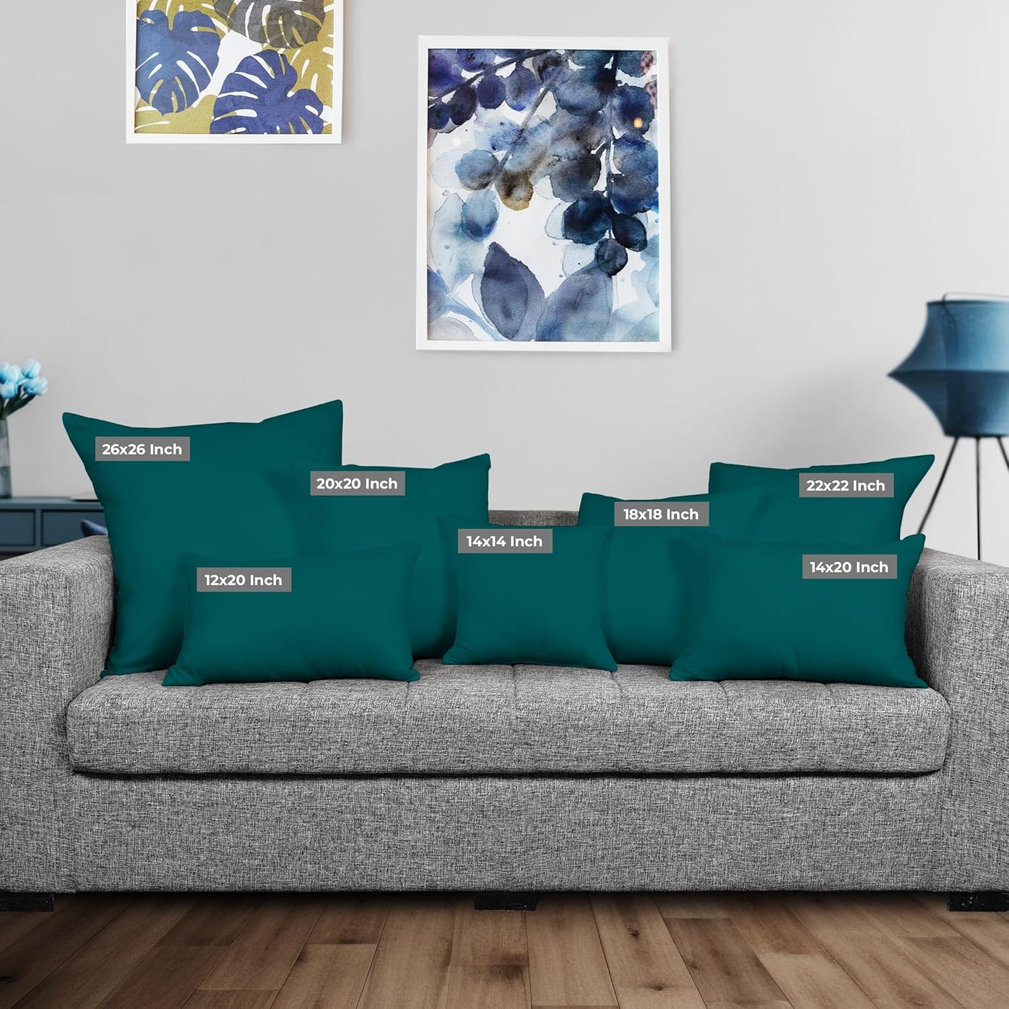 Utopia Bedding 12x20 Pillow Inserts - Set of 2 Dark Teal Decorative Throw Pillows for Sofa & Bed - Soft & Fluffy Cushions