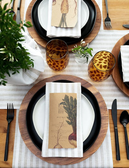 Solino Home 100% Linen Dinner Napkins Set of 4 - Natural & White 20 x 20 in (Variation: 01: Natural & White+20" x 20" Set of 4)