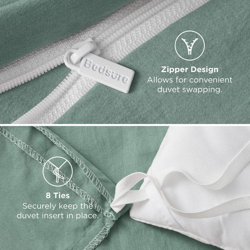 Bedsure Sage Green Duvet Cover King Size Only - Prewashed Cotton-Like Polyester Extra Soft All Season Bedding, Includes 1 Duvet Cover 104x90 Inches with Zipper Closure, (No Comforter, No Pillow Shams)
