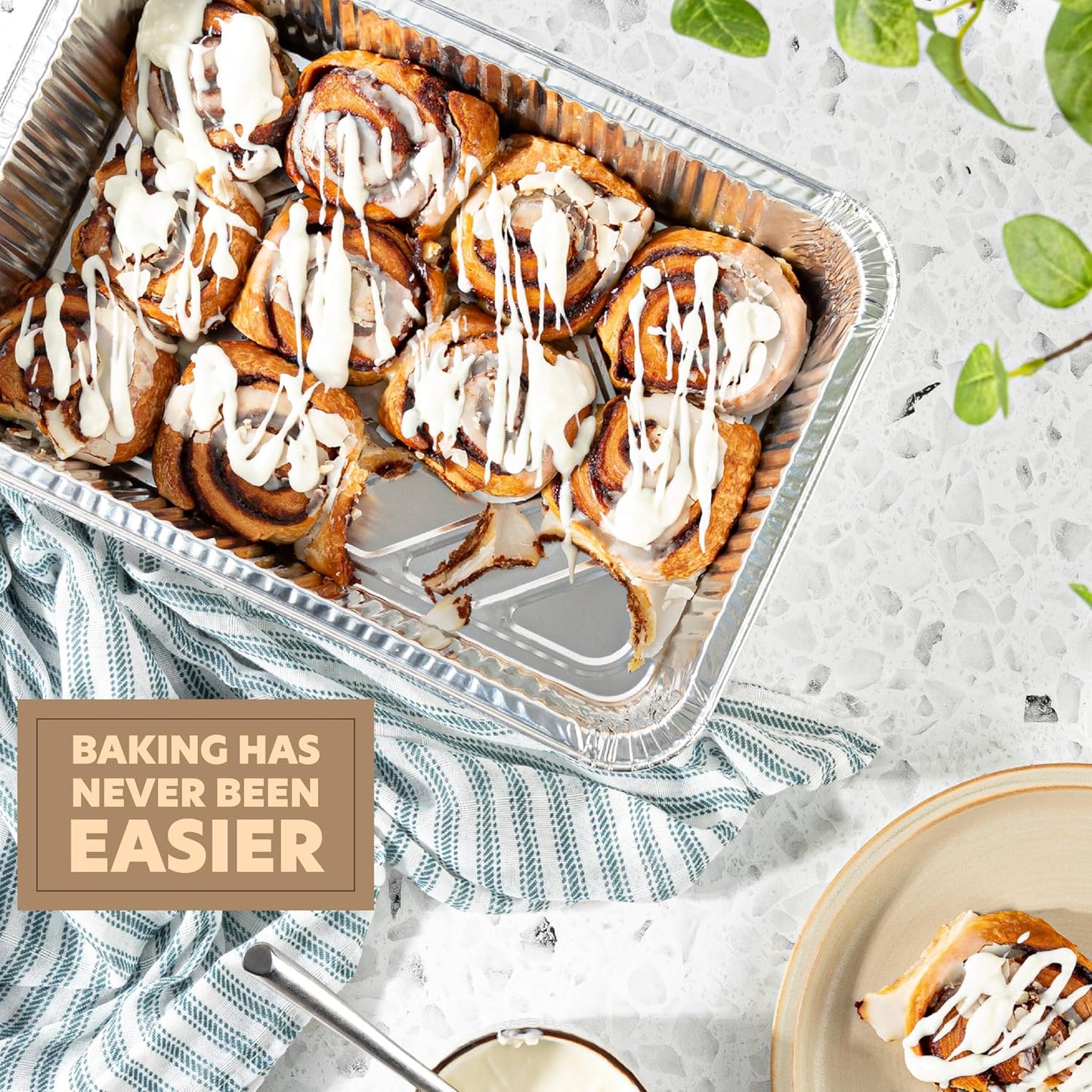 PlasticPro Aluminum Pans - 10 Pack Heavy-Duty 12.5'' x 9'' Disposable Foil Pans with Covers for Baking