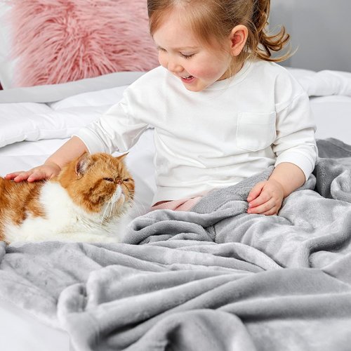 Bedsure GentleSoft Fleece Blanket - Cozy Small Throw for Kids | 43x55 Inches, Light Grey
