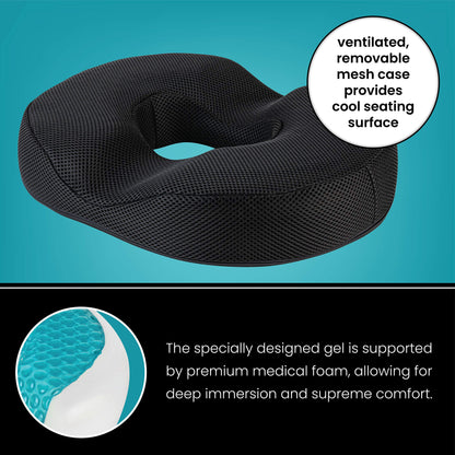 Healthy Spirit Gel Donut Pillow| Lifting Cushion | Donut Cushion for Tailbone Hemorrhoid Cushion Coccyx Sciatica Pregnancy Cushion, Black