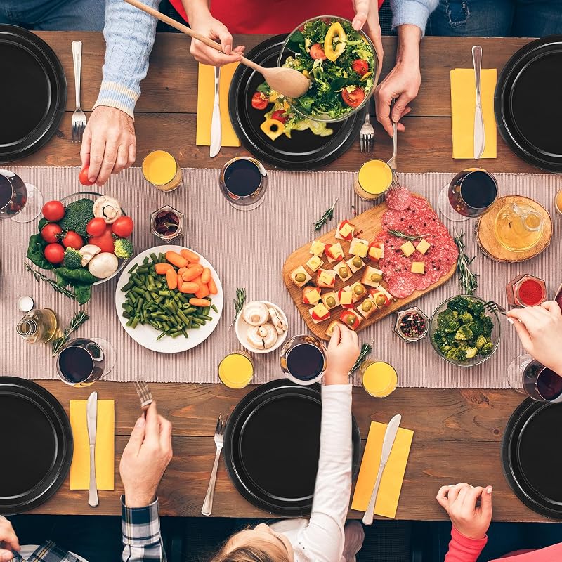 Variation of THIS listing: 50 Pcs 9 Inch Black Disposable Paper Plates - 300gsm with Film