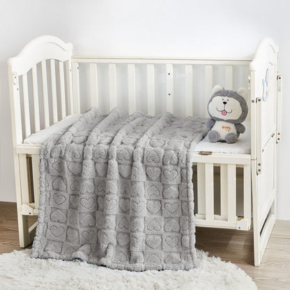 Yurhap Fleece Baby Blanket Heart Checkered, Ultra Soft Cozy Baby Blankets for Boys Girls, Fluffy Infant Toddler Newborn Receiving Gifts for Crib Stroller 30"x40" (Silver Grey)