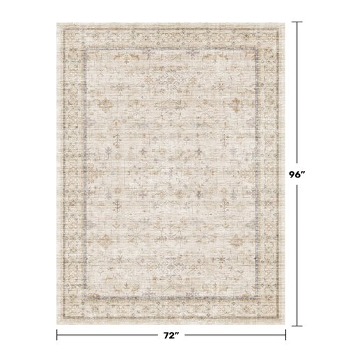 Farmhouse 6x8 Area Rug for Living Room, Beige Cream Large Rug for Bedroom, Dining Room & Home Office, Soft Modern Carpet for Neutral Home Decor, Non-Slip Washable Floor Rug for High-Traffic Areas