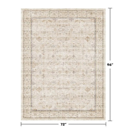 Farmhouse 6x8 Area Rug for Living Room, Beige Cream Large Rug for Bedroom, Dining Room & Home Office, Soft Modern Carpet for Neutral Home Decor, Non-Slip Washable Floor Rug for High-Traffic Areas