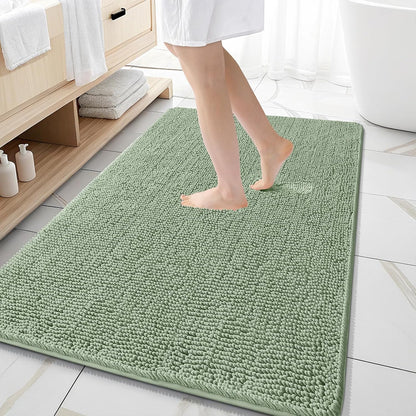 OLANLY Large Bathroom Rugs - Extra Soft Chenille Bath Mats | Quick-Dry, Machine Washable, Sage Green 59x35