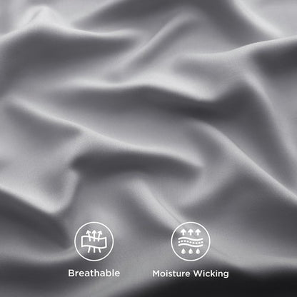 Bedsure California King Sheet Set - Cooling Rayon Sheets from Bamboo | Breathable, Soft & Deep Pocket 16" - Silver Grey