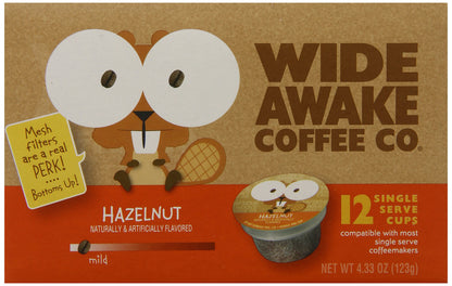 Wide Awake Coffee Hazelnut Cream Single Serve Cup, 12 Count