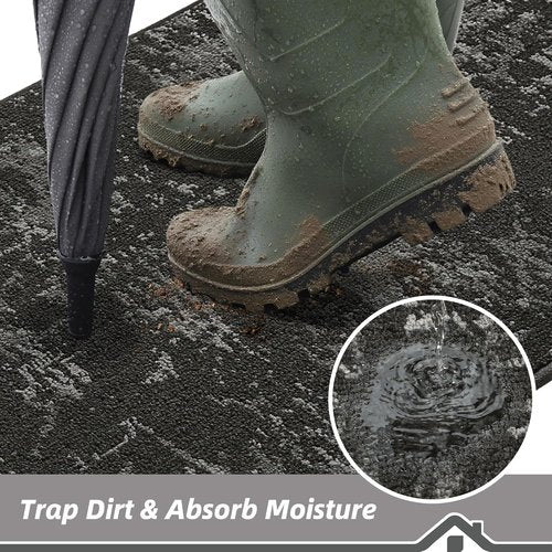 BEQHAUSE Dirt Trapper Door Mat - Non-Slip, Washable, Stain Resistant | 20" x 32", Dark Grey