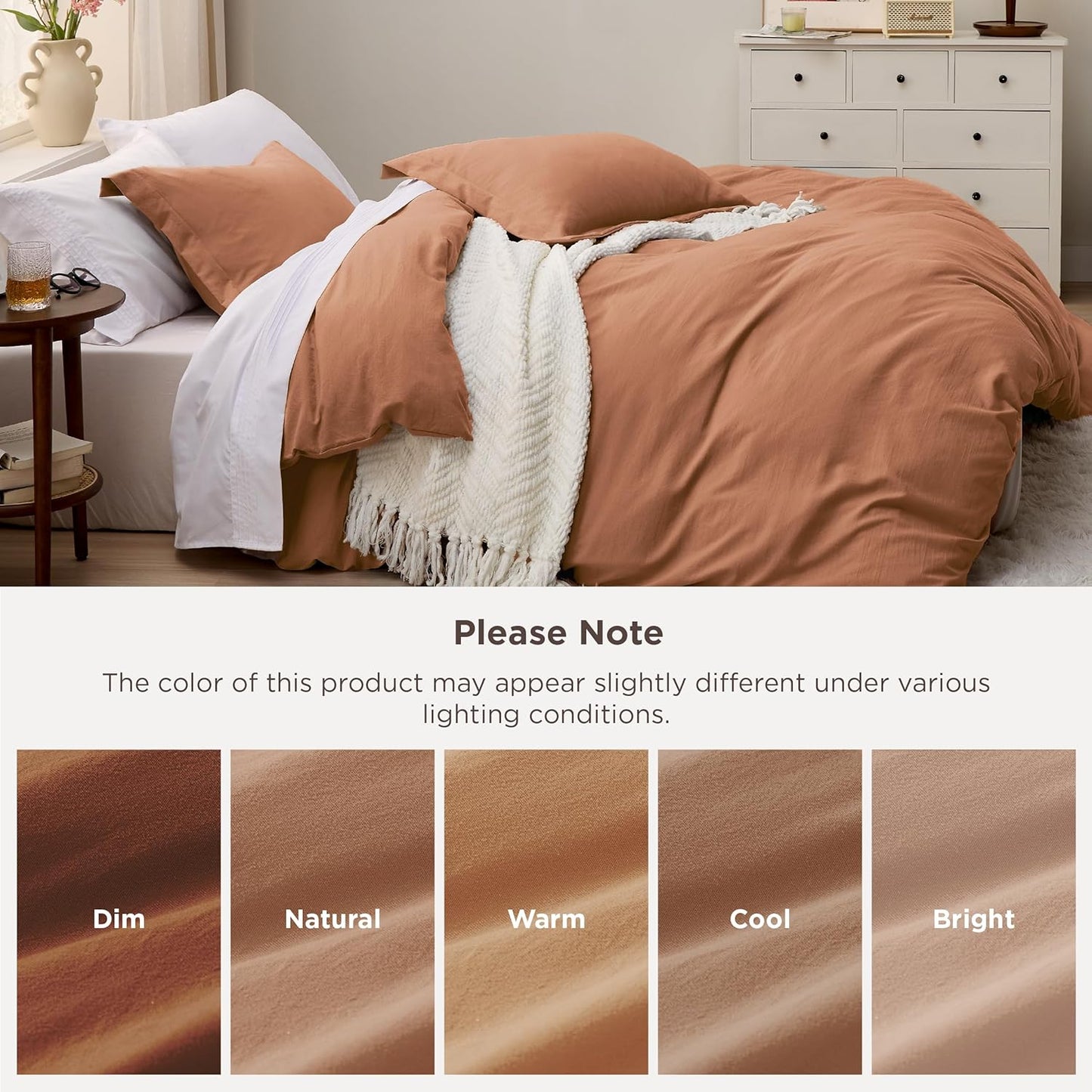 Bedsure King Size Duvet Cover Set - Extra Soft Taupe Prewashed Cotton-Like Polyester, 3 Pieces with Zipper Closure